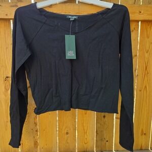 Wild Fable Women's Long Sleeve T-Shirt Black, Size Large, Cropped